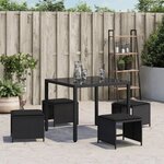 vidaXL Tabourets de jardin et coussins lot de 4 noir 41x41x36 cm rotin