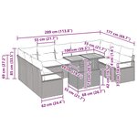 vidaXL Ensemble de canapé de jardin avec coussin 10 Pièces Noir  Crème