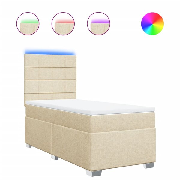 vidaXL Sommier à lattes de lit et matelas Crème 90x190 cm Tissu