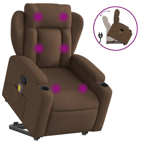 vidaXL Fauteuil de massage inclinable Marron Tissu