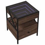 vidaXL Table de chevet avec LED infini chêne marron 40x40x51 cm