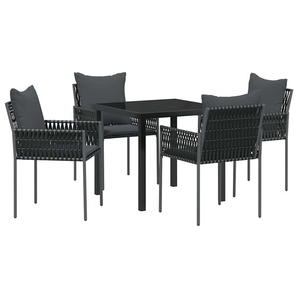 vidaXL Ensemble de salle à manger pour jardin 5 Pièces Noir Poly rotin