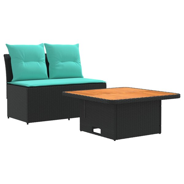 vidaXL 2 Pièce Canapé du milieu de jardin avec table relevable