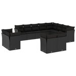 vidaXL Salon de jardin 12 Pièces avec coussins noir résine tressée