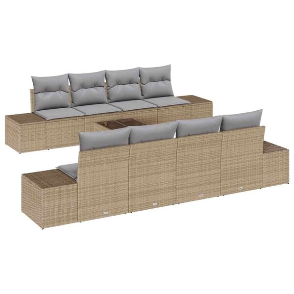vidaXL Ensemble de canapé de jardin 7 Pièces Beige  Gris 55 x 55 x 37 cm