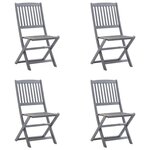vidaXL Chaises pliables d'extérieur lot de 4 et coussins Bois d'acacia