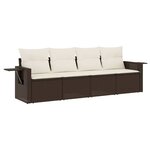 vidaXL Salon de jardin 4 Pièces avec coussins marron résine tressée