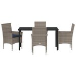 vidaXL Ensemble table et chaises avec coussin 5 Pièces Gris Rotin PE