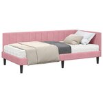 vidaXL Cadre de lit d'angle avec matelas 2 pc Rose 100 x 200 cm