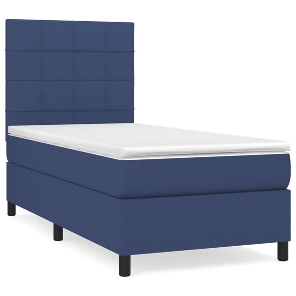 vidaXL Sommier à lattes de lit avec matelas Bleu 100x200 cm Tissu