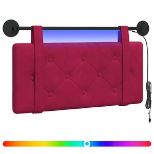 vidaXL Tête de lit suspendue Avec lumière LED Bordeaux Velours