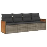 vidaXL Salon de jardin 4 Pièces avec coussins gris résine tressée