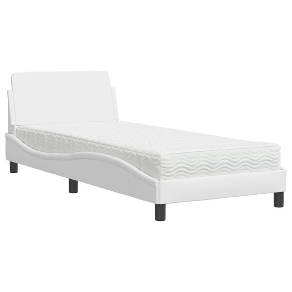 vidaXL Lit avec matelas Dover blanc 90x190 cm similicuir