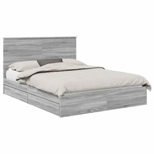 vidaXL Lit de Rangement Gris Sonoma 150 x 200 cm Bois d'ingénierie