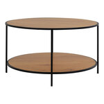 Table basse aspect chêne avec cadre noir Ø 80 x 45 cm