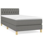 vidaXL Sommier à lattes de lit avec matelas Gris foncé 100x200cm Tissu
