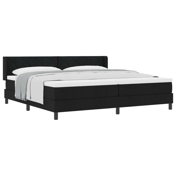 vidaXL Lit à ressorts avec tête de lit Noir 200 x 200 cm tissu