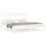 vidaXL Cadre de lit avec tête de lit blanc Super King Size bois massif