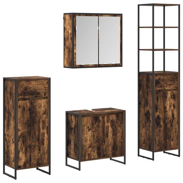 vidaXL Ensemble de mobilier de salle de bain avec tiroir Chêne fumé