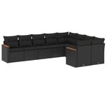 vidaXL Salon de jardin 9 Pièces avec coussins noir résine tressée