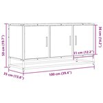 vidaXL Meuble TV chêne fumé 100x35x50 cm bois d'ingénierie et métal