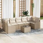 vidaXL Ensemble de canapé de jardin 8 Pièces Beige 55 x 55 x 37 cm
