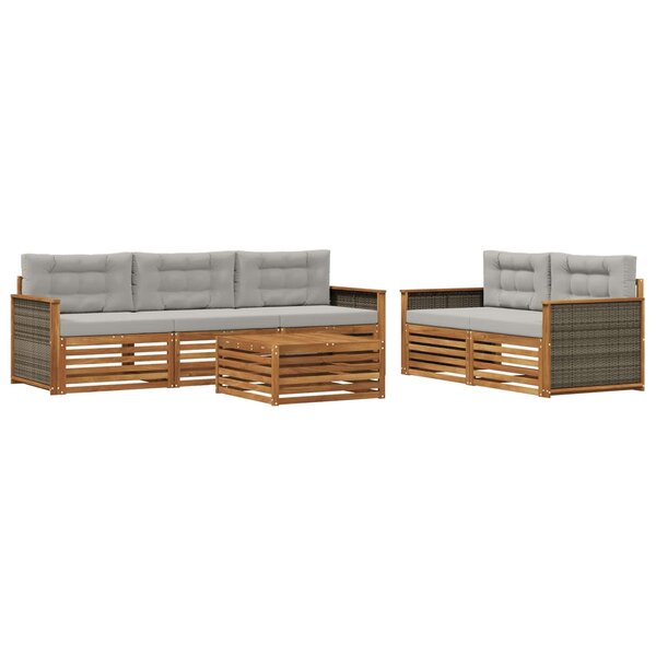vidaXL Ensemble de canapés d'extérieur 6 pc Naturel et gris clair