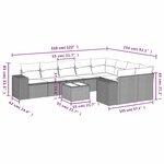 vidaXL Salon de jardin avec coussins 10 Pièces gris clair résine tressée