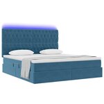 vidaXL Lit de rangement LED avec matelas Bleu foncé 160 x 200 cm
