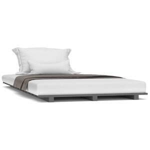 vidaXL Cadre de lit sans matelas gris 100x200 cm bois massif de pin
