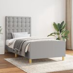 vidaXL Cadre de lit avec tête de lit Gris clair 100x200 cm Tissu