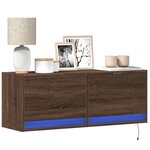 vidaXL Meuble TV mural avec lumières LED chêne marron 100x31x35 cm