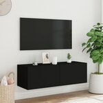 vidaXL Meuble TV mural avec lumières LED noir 100x35x31 cm