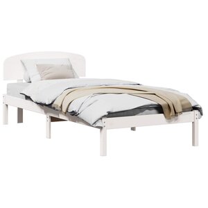 vidaXL Cadre de lit avec tête de lit Blanc 100 x 200 cm Pin massif