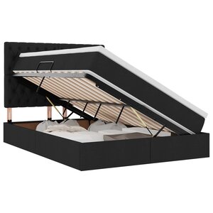 vidaXL Lit de rangement LED avec matelas Noir 140 x 200 cm Tissu