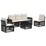 vidaXL Ensemble de canapé de jardin 6 Pièces Noir et blanc crème