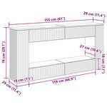 vidaXL Table console Rayé Blanc 155 x 29 x 74 cm Bois d’ingénierie