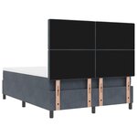 Lit à ressorts avec matelas vidaXL Gris foncé 140x190 cm Velours