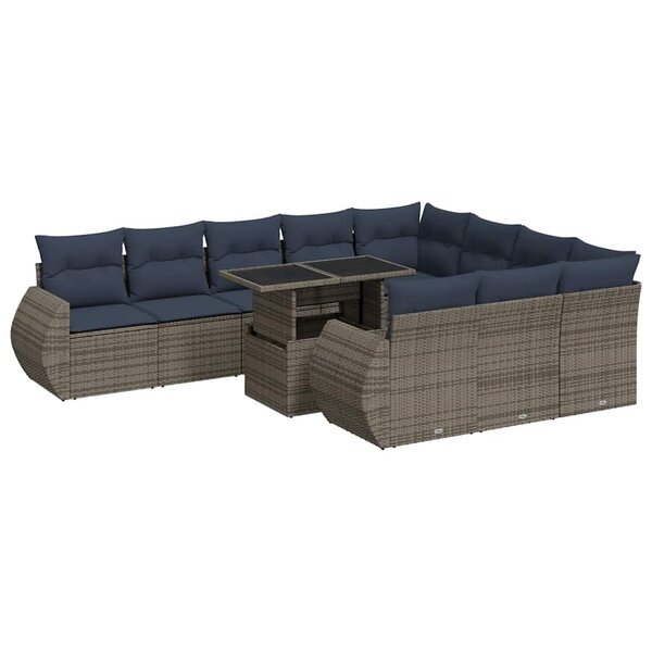 vidaXL Ensemble de canapés de jardin 11 Pièces et coussins rotin acacia
