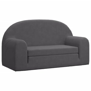 vidaXL Canapé-lit pour enfants 2 places anthracite peluche douce