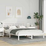 vidaXL Cadre de lit avec tête de lit Blanc Bois de pin