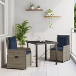 vidaXL Ensemble de salle à manger de jardin 3 pièces Gris Poly Rattan