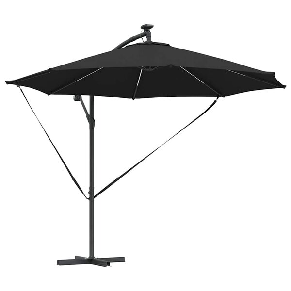 vidaXL Parasol 294 x 294 x 248 cm Polyester et Aluminium Noir