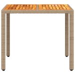 vidaXL Table de jardin beige 90x90x75 cm résine tressée et bois acacia