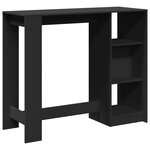 vidaXL Table de bar avec étagère noir 124x46x103 5cm bois d'ingénierie