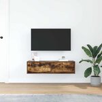 vidaXL Meuble TV Chêne fumé 100 x 31 x 25.5 cm Bois d'ingénierie
