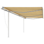 vidaXL Auvent automatique rétractable et poteaux 6x3 5m Jaune et blanc