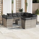 vidaXL Salon de jardin avec coussins 12 Pièces gris résine tressée