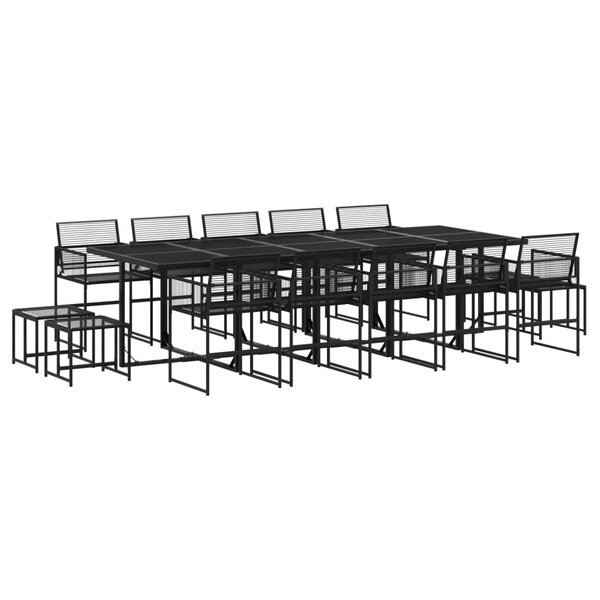 vidaXL Ensemble à manger de jardin 15 Pièces noir résine tressée