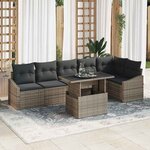 vidaXL Ensemble de canapé de jardin 7 Pièces Gris 100 x 55 x 73 cm
